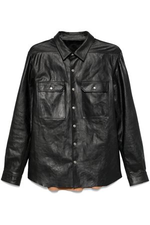 Black leather jacket RICK OWENS | RU01E5729LTP09